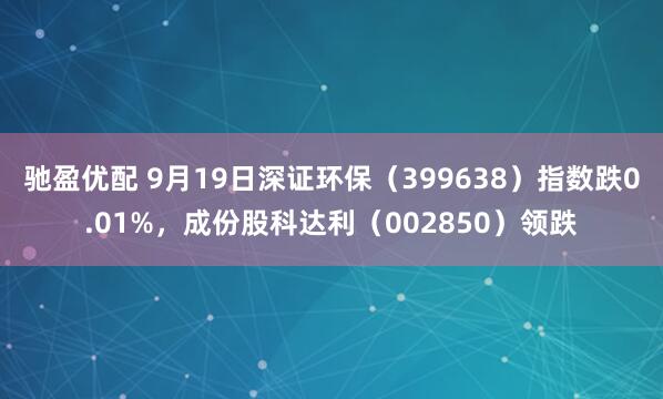 驰盈优配 9月19日深证环保（399638）指数跌0.01%，成份股科达利（002850）领跌